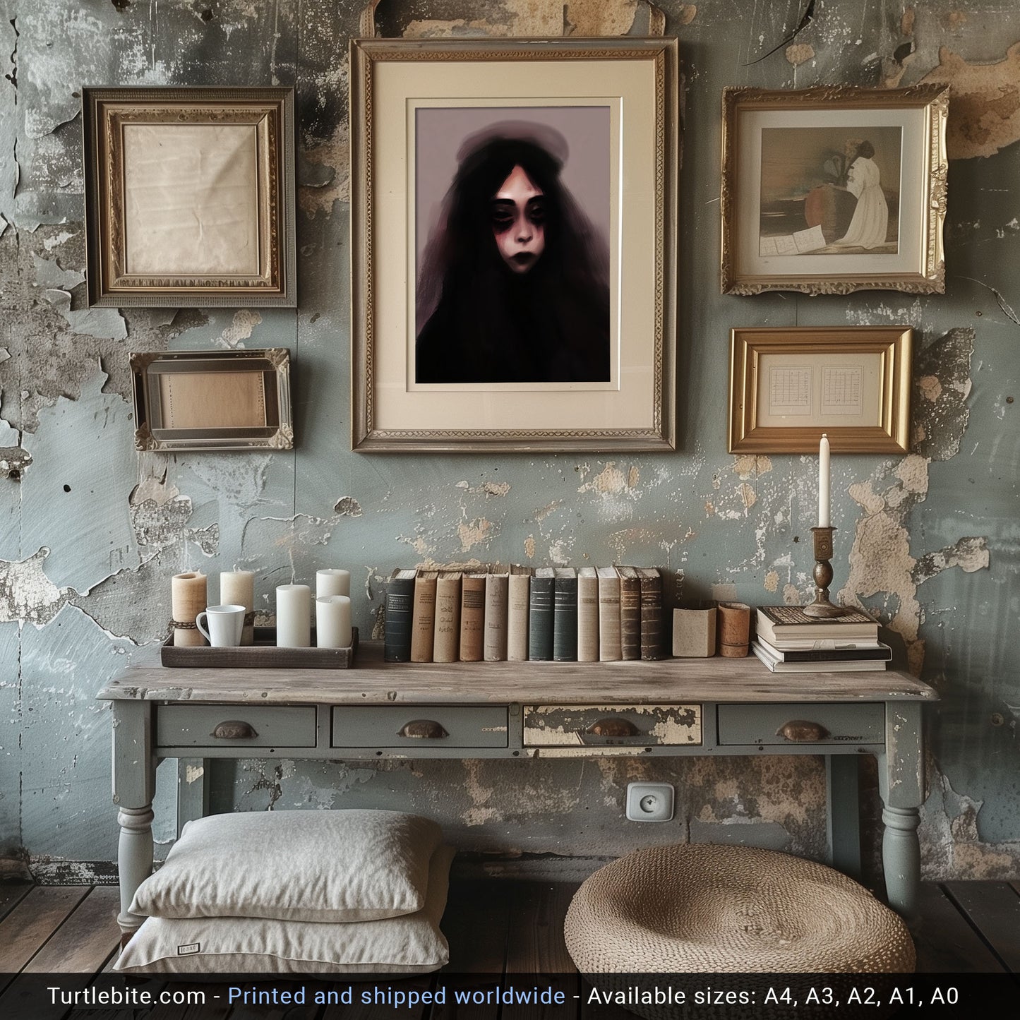 Dark Art Painting Print, Gothic Portrait, Horror Wall Decor Poster