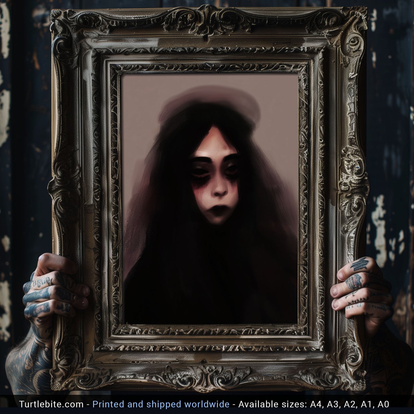 Dark Art Painting Print, Gothic Portrait, Horror Wall Decor Poster