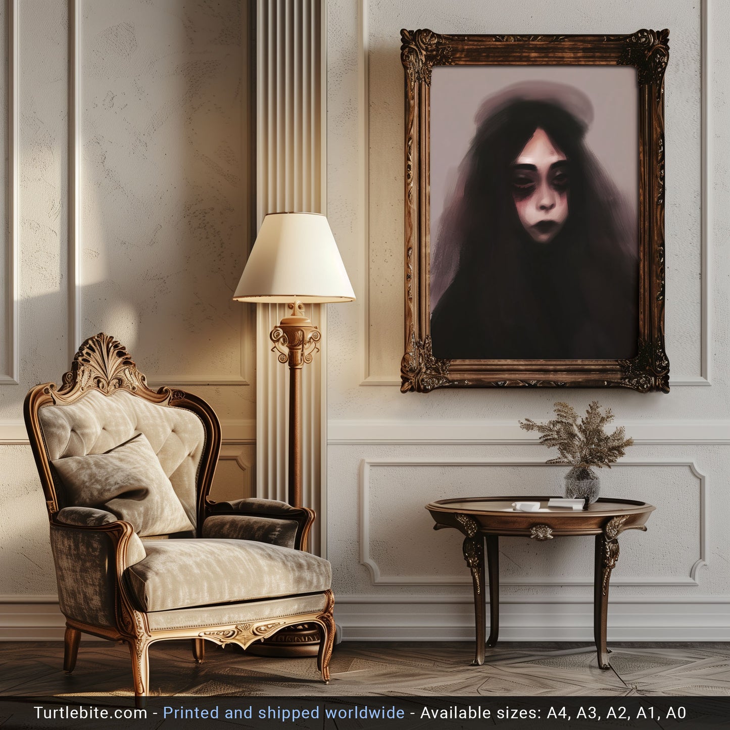 Dark Art Painting Print, Gothic Portrait, Horror Wall Decor Poster