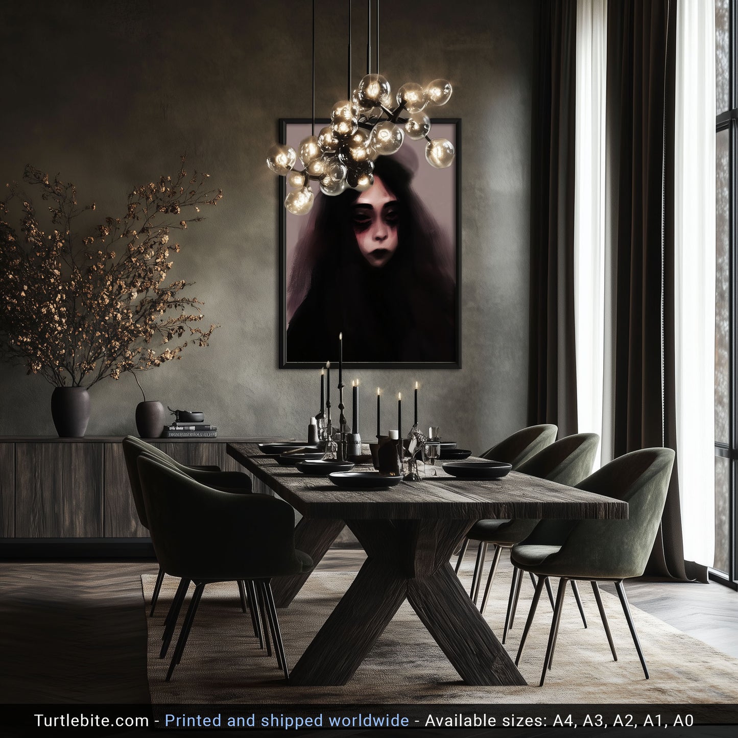 Dark Art Painting Print, Gothic Portrait, Horror Wall Decor Poster