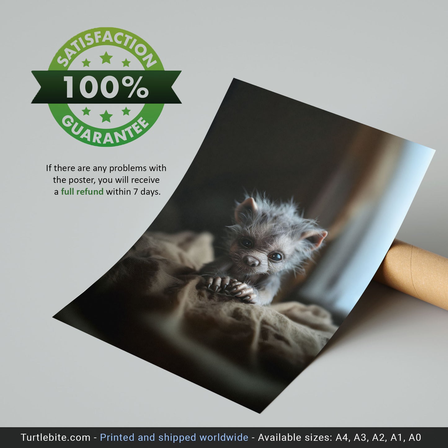 Baby Werewolf Just Woke Up Poster, Creepy Cute Gothic Wall Art