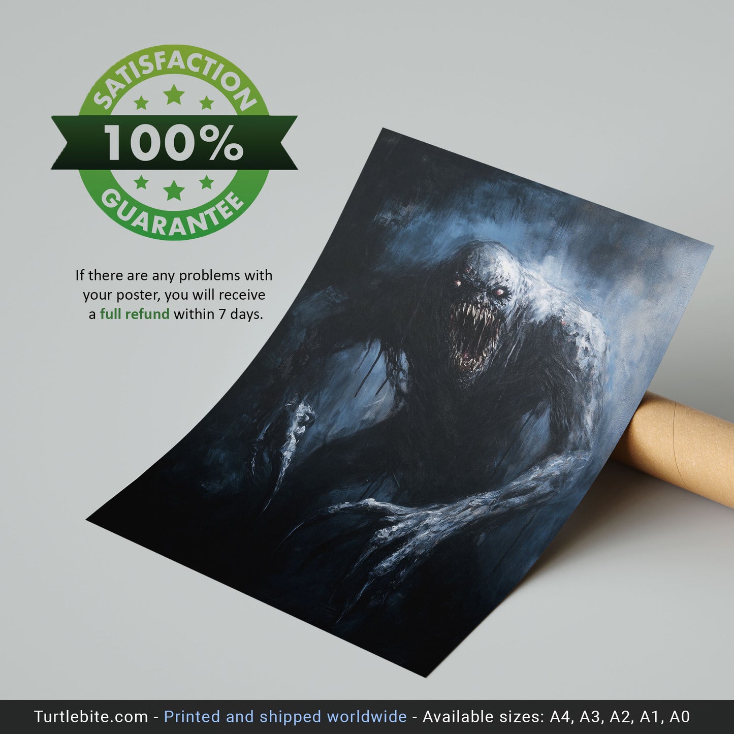 Dark Grey Soul Oil Painting - Spooky Gothic Wall Art - Eerie Creature Print