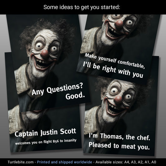 Unique Personalized Gift: Quirky Poster with Dark Humor. Customized Weird Print: Zany Image for Any Occasion