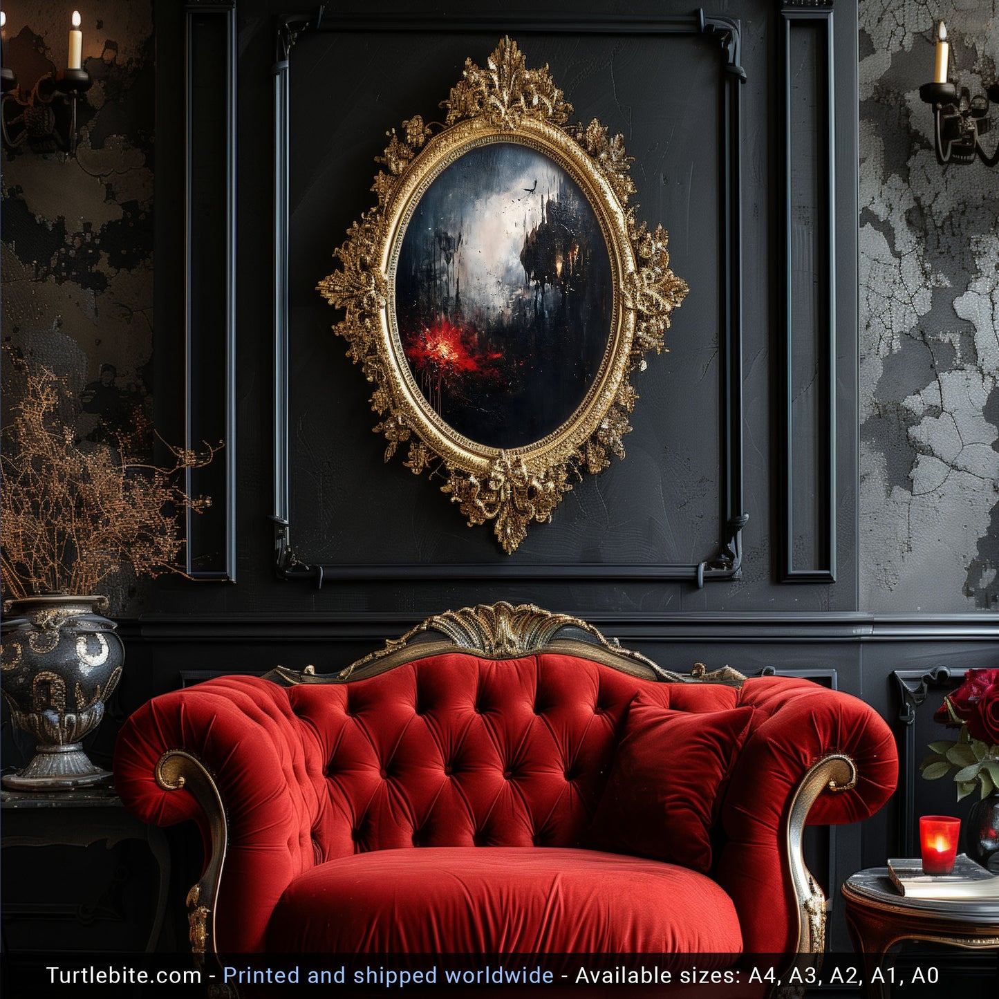 Abstract Dark Moody Apocalypse Poster, Dark Academia Victorian Painting Print