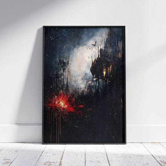 Abstract Dark Moody Apocalypse Poster, Dark Academia Victorian Painting Print