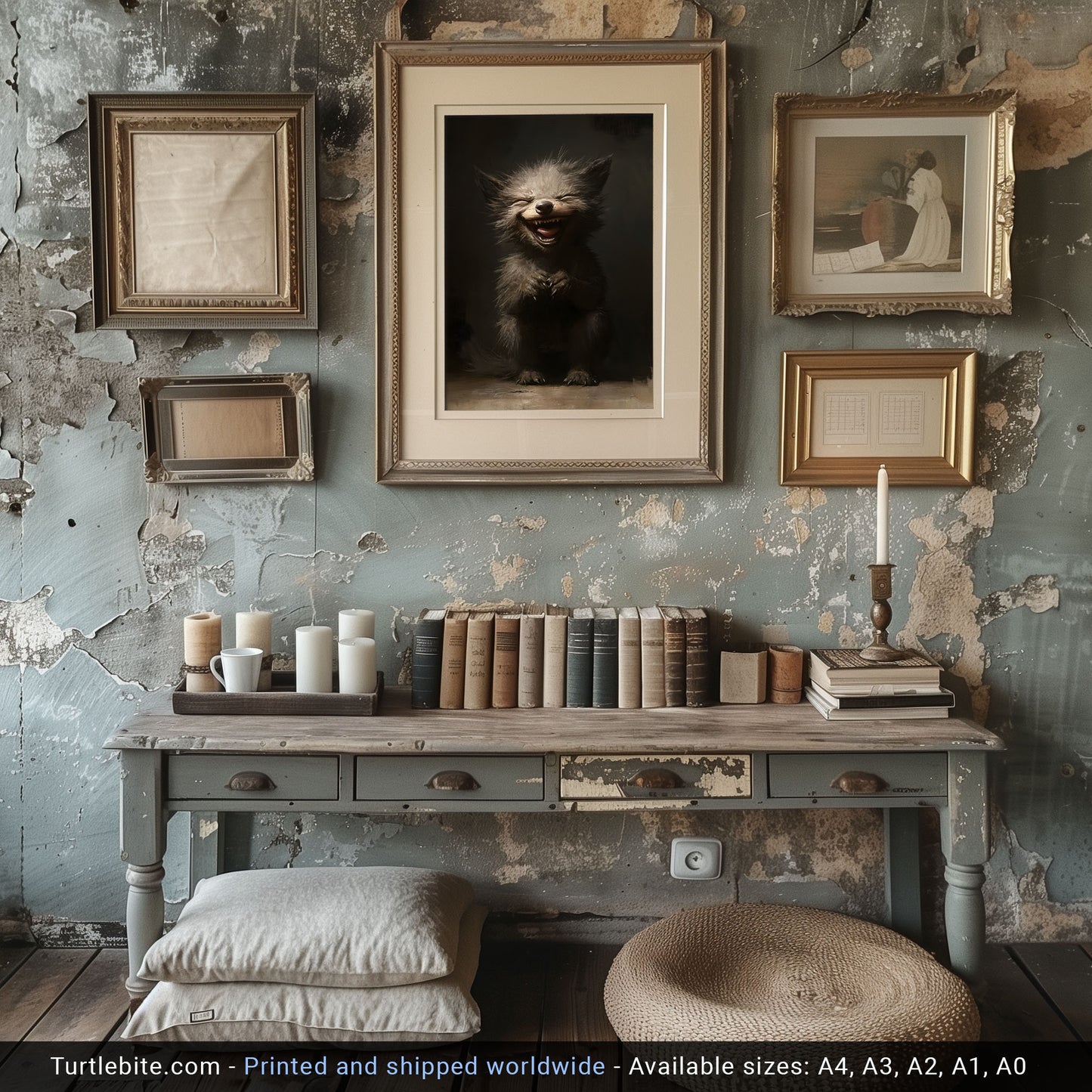Adorable Werewolf Baby Print, Gothic Creepy Cute Wall Art
