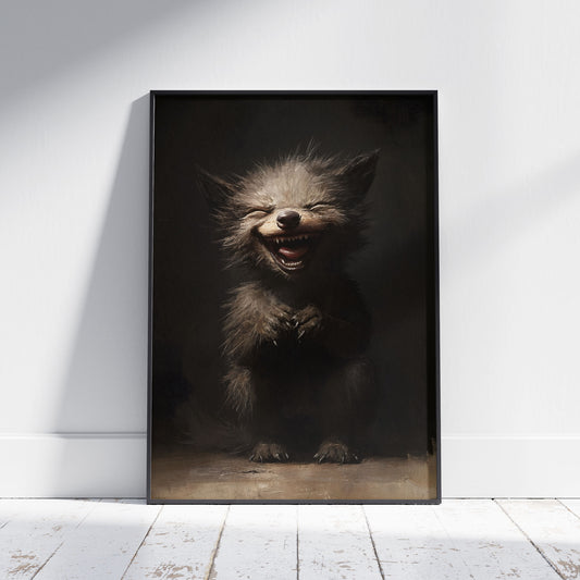 Adorable Werewolf Baby Print, Gothic Creepy Cute Wall Art