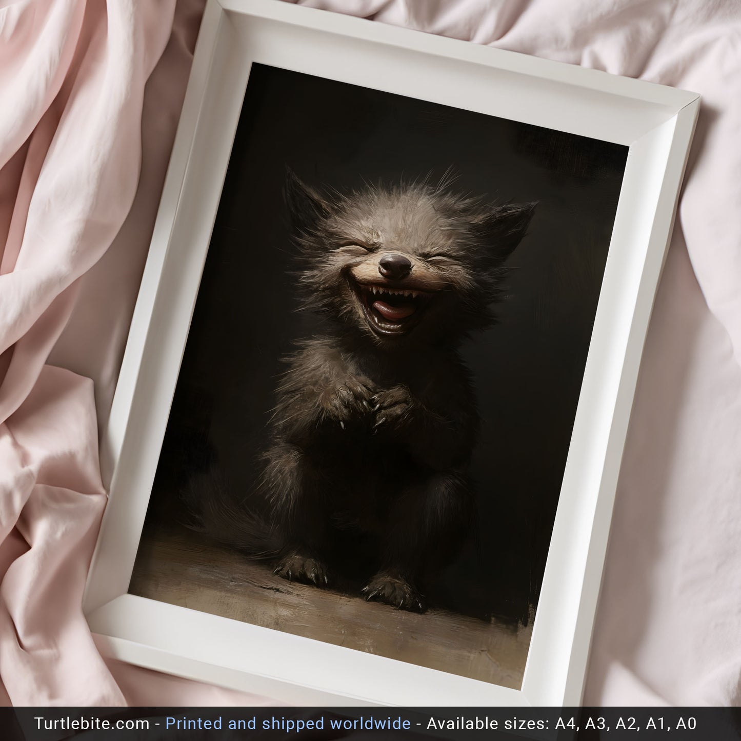 Adorable Werewolf Baby Print, Gothic Creepy Cute Wall Art