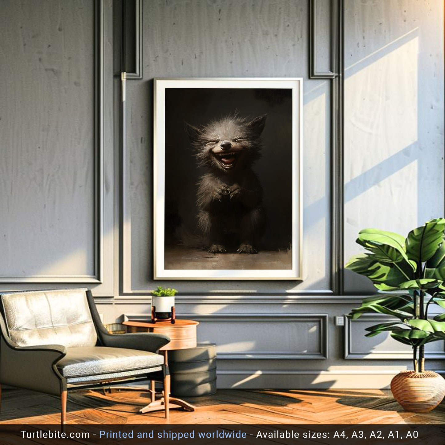 Adorable Werewolf Baby Print, Gothic Creepy Cute Wall Art