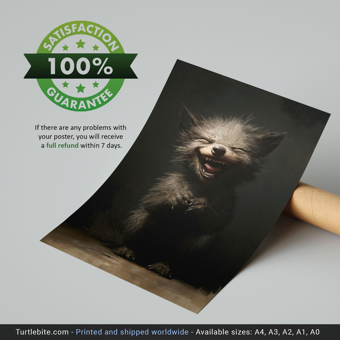 Adorable Werewolf Baby Print, Gothic Creepy Cute Wall Art