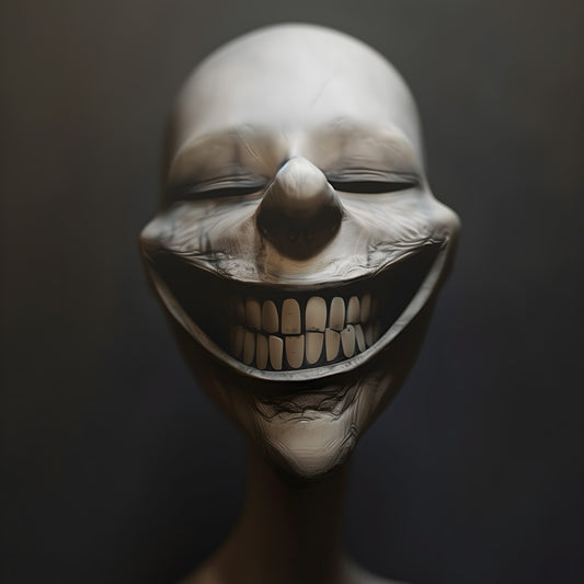 Bizarre Grinning White Head Poster, Dark Witchy Gothic Wall Art