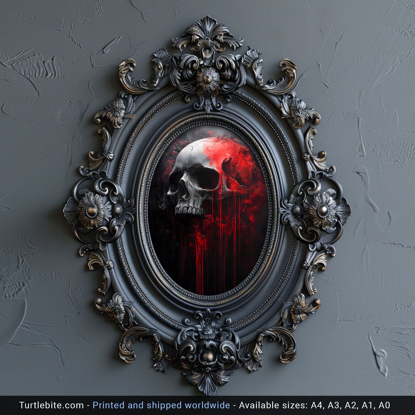 Creepy Bloody Skull Painting Poster, Haunted Art Painting, Horror Artwork