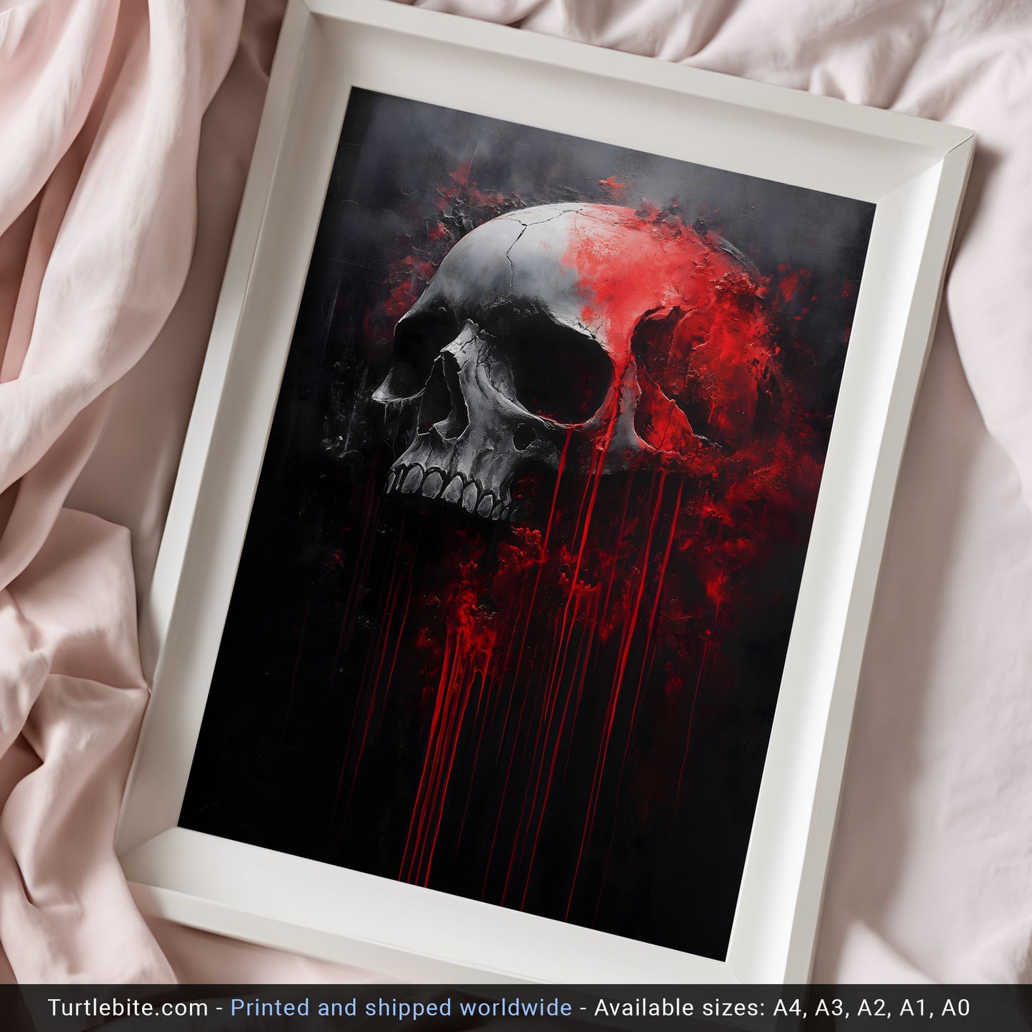 Creepy Bloody Skull Painting Poster, Haunted Art Painting, Horror Artwork