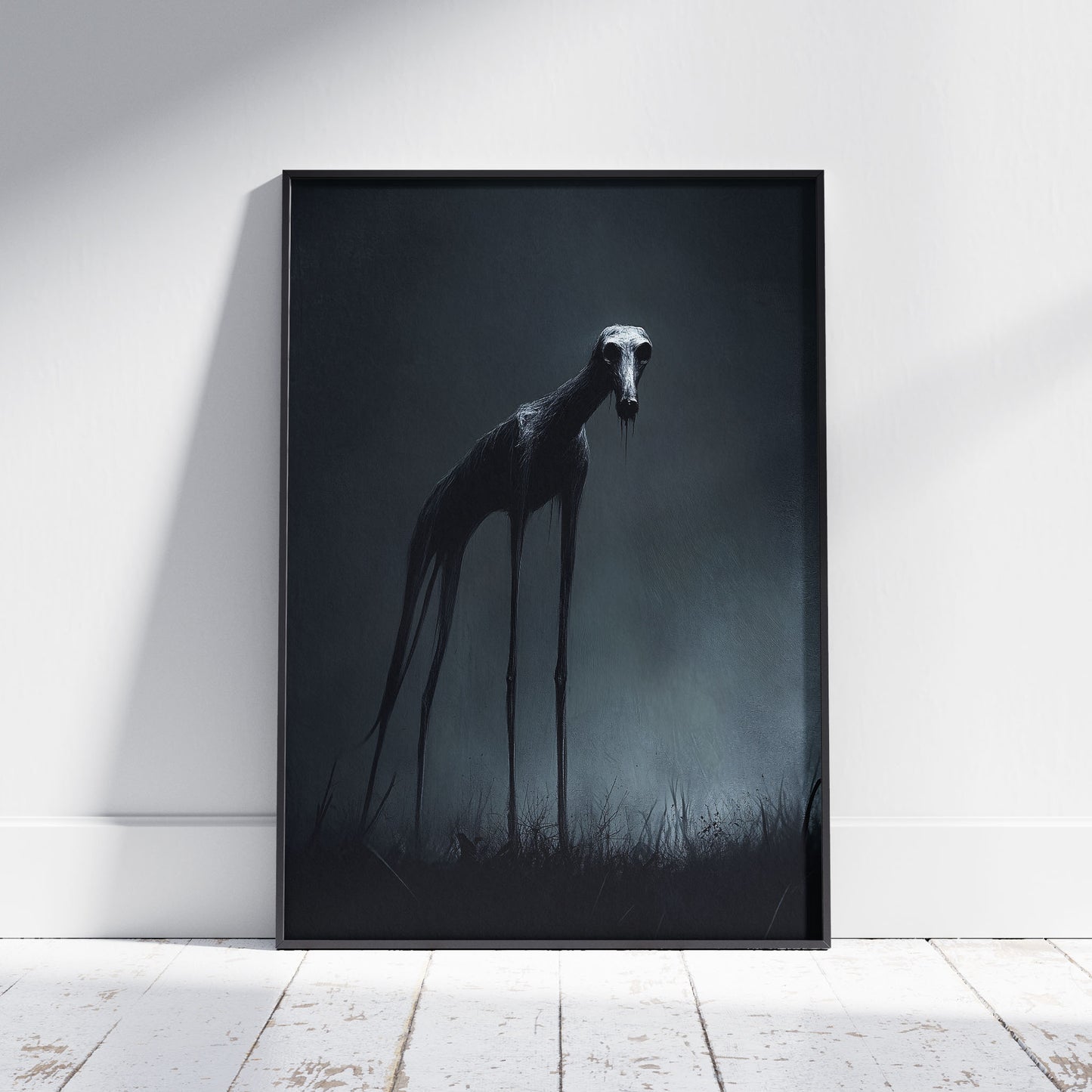 Creepy Slender Dog Strolling Alone - Dark Fine Art - Gothic Wall Art - Spooky Poster Print