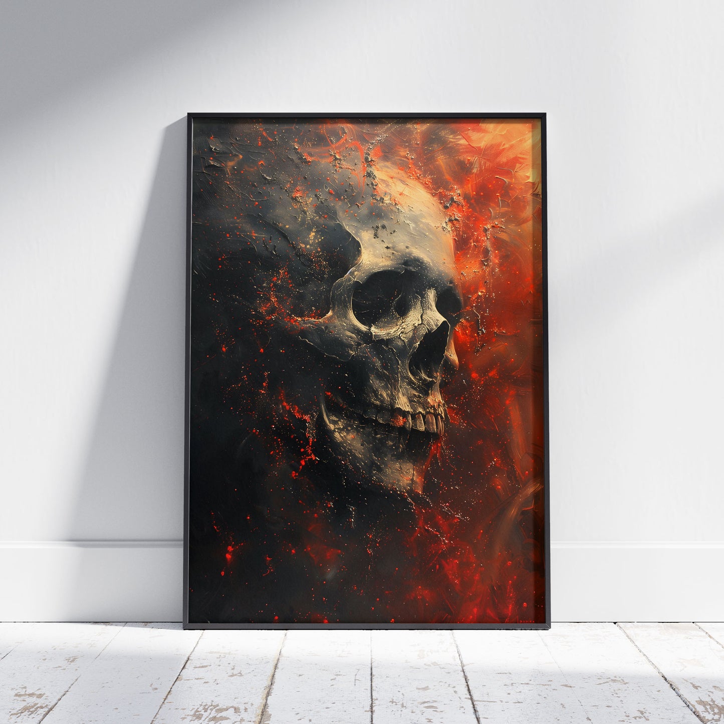 Spooky Red Skull Art - Dark Aesthetic Poster - Gothic Wall Decor