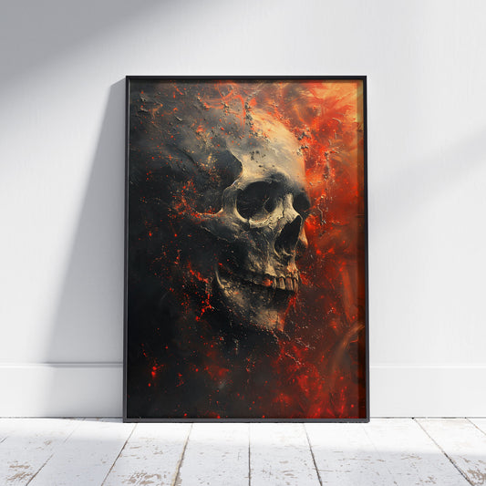 Spooky Red Skull Art - Dark Aesthetic Poster - Gothic Wall Decor