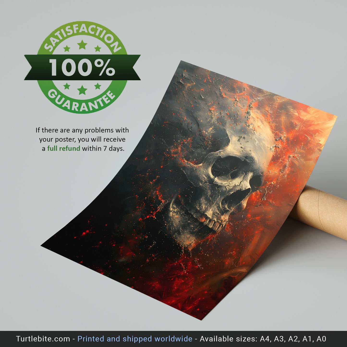 Spooky Red Skull Art - Dark Aesthetic Poster - Gothic Wall Decor