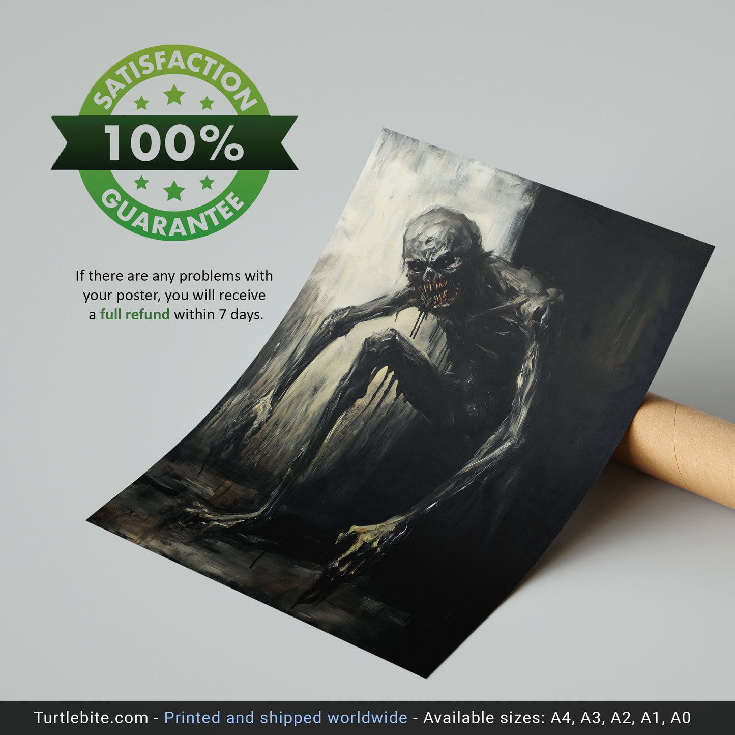 Dark Eerie Gritty Oil Painting of a Scary Creature Poster | Dark Scary Wall Art Painting Print