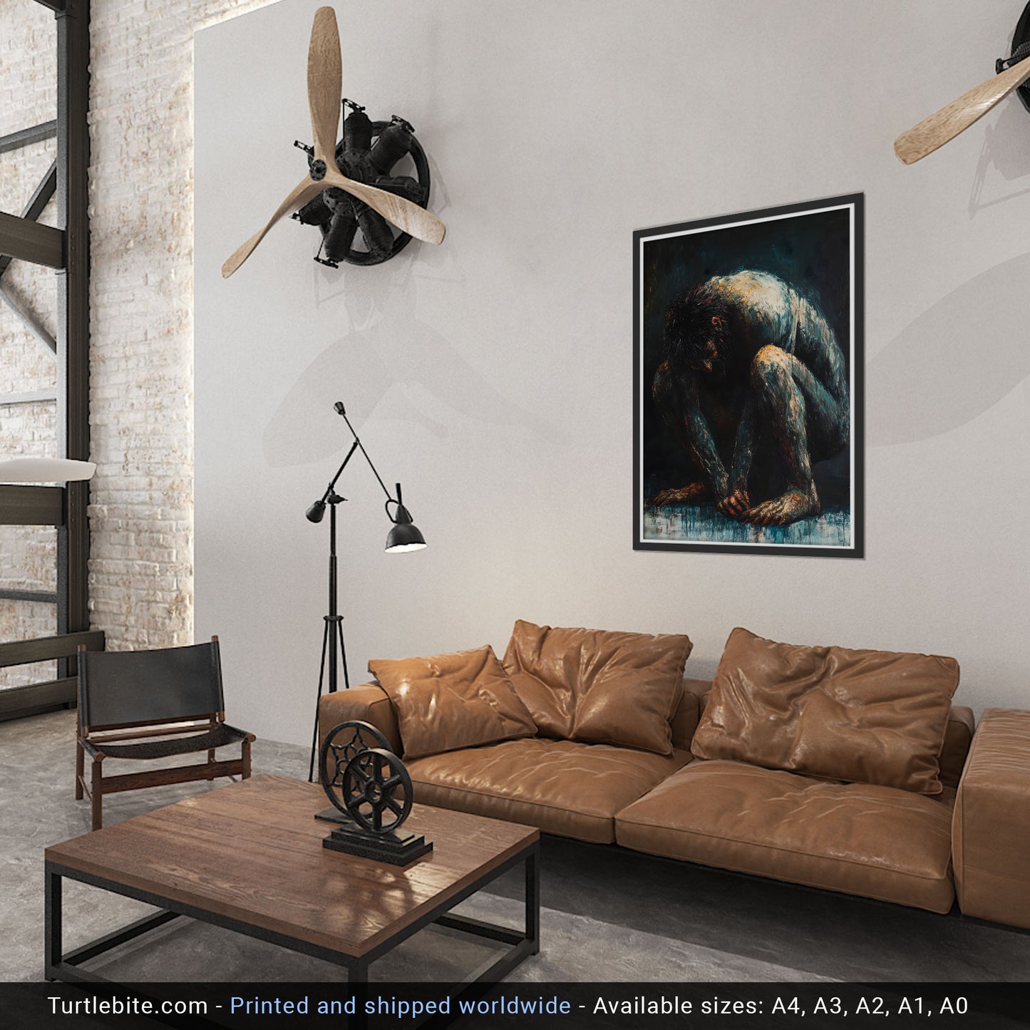 Dark Oil Painting of a Crouching Troll Poster, Moody Wall Art Print