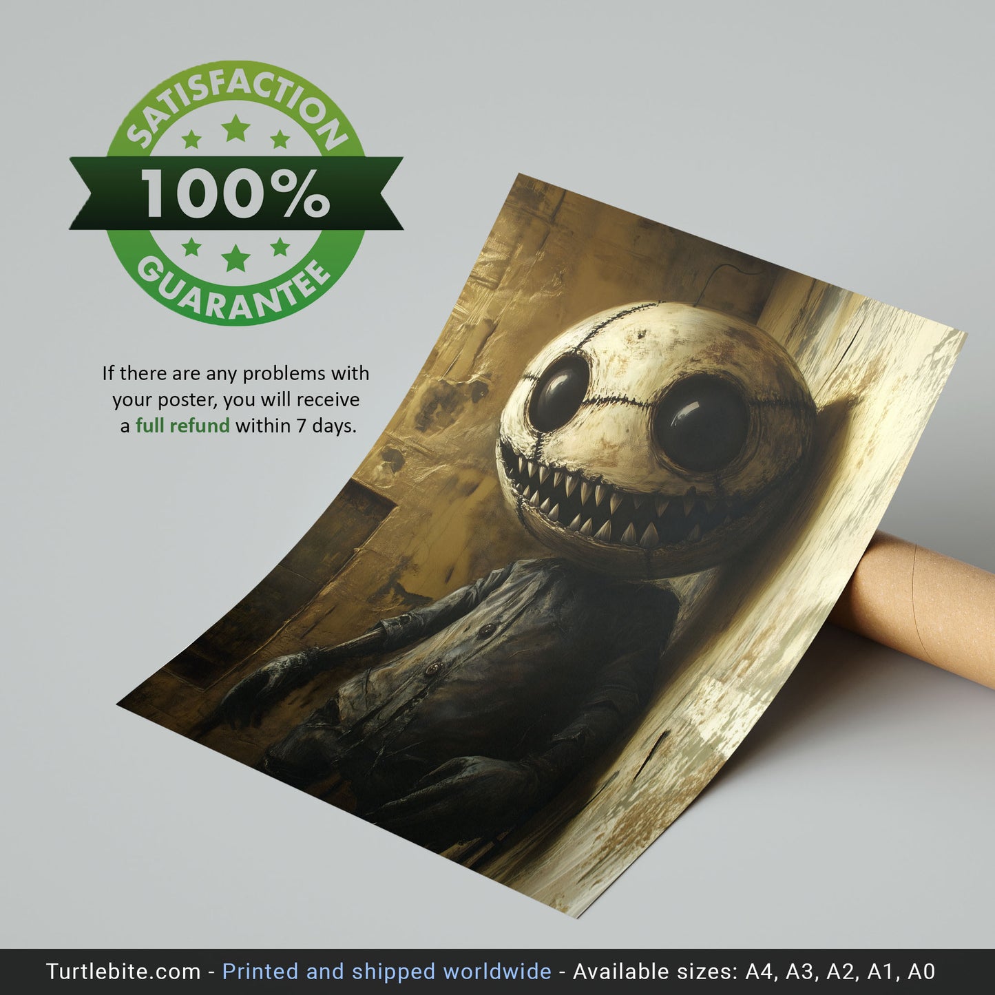 Eerie Pacman Painting Poster | Mysterious Spooky Painting