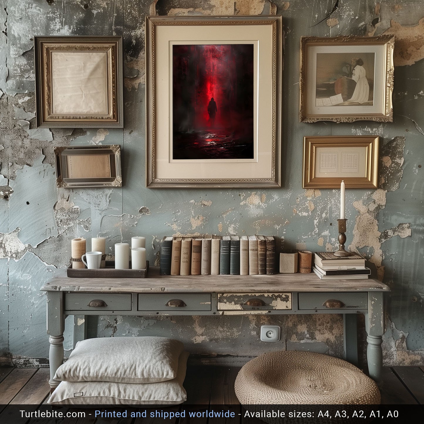 Gothic Epic Poster - Mystical Creepy Wall Art - Dark Red Hue - Cinematic Print