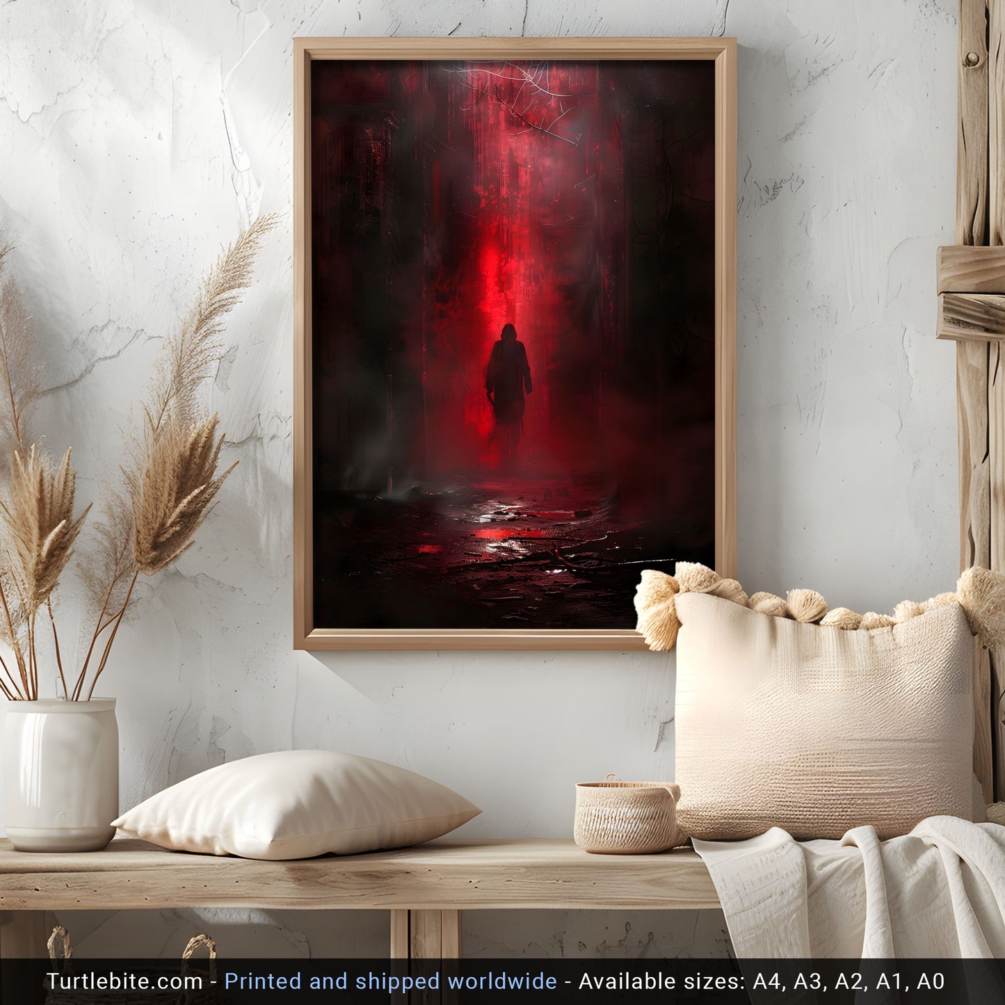 Gothic Epic Poster - Mystical Creepy Wall Art - Dark Red Hue - Cinematic Print