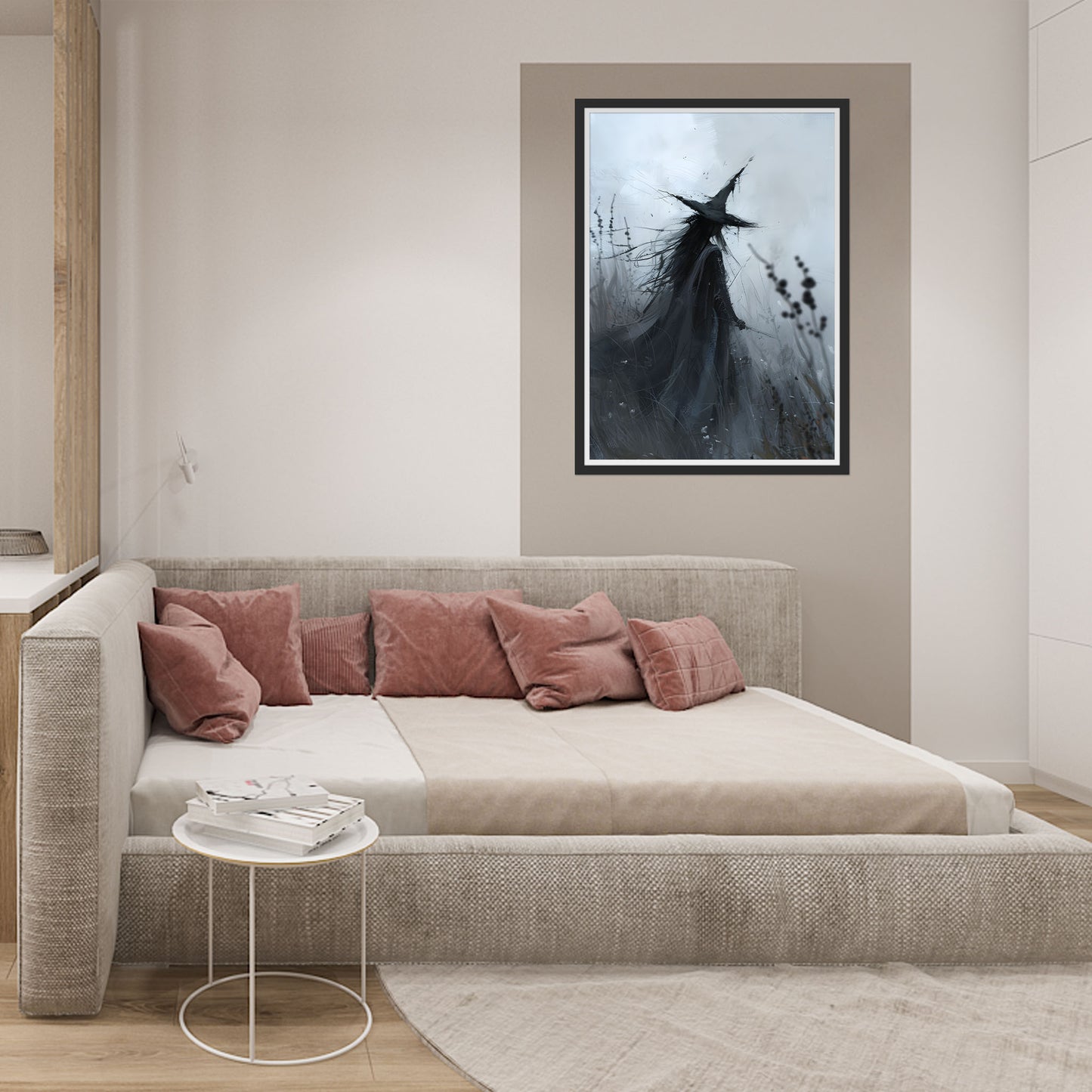 Gothic Witch Art: Dark Painting in High Grass Poster Print