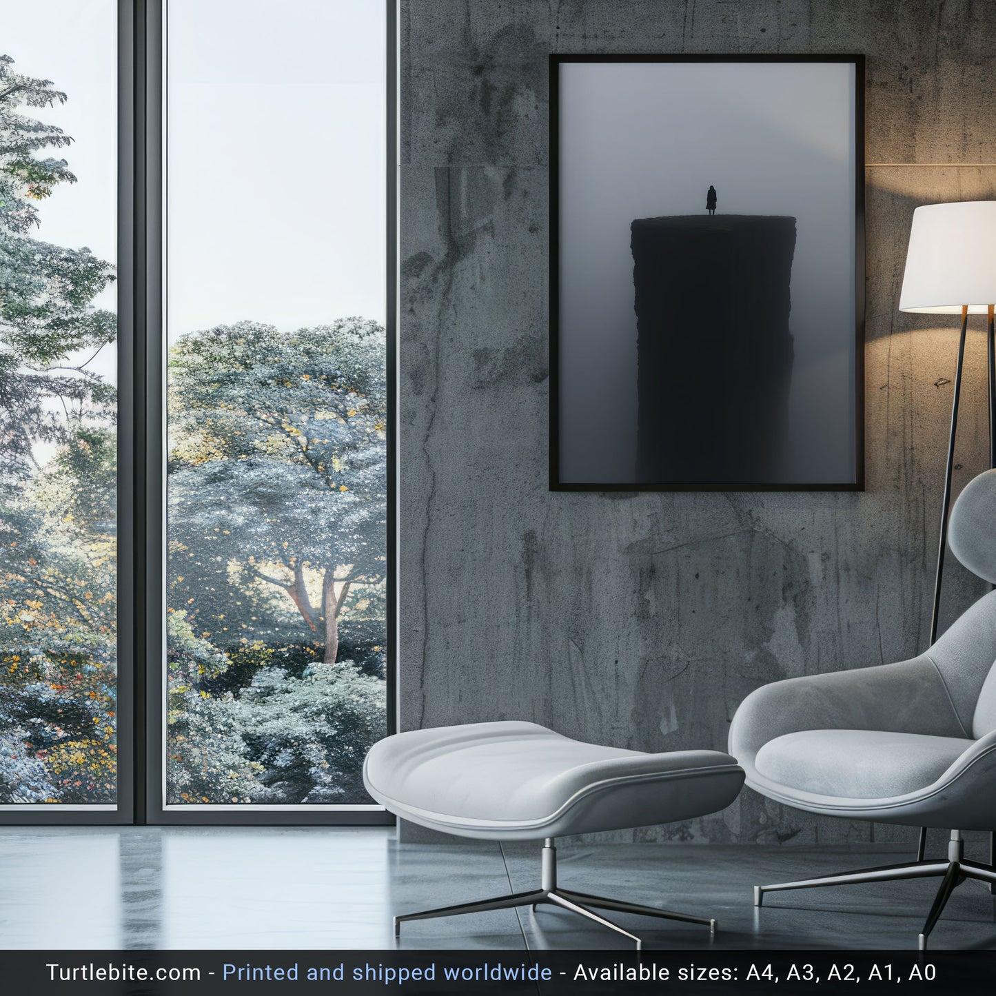 Minimalist Photograph of a Lonely Figure on a Cliff Poster | Dark Aesthetic Print