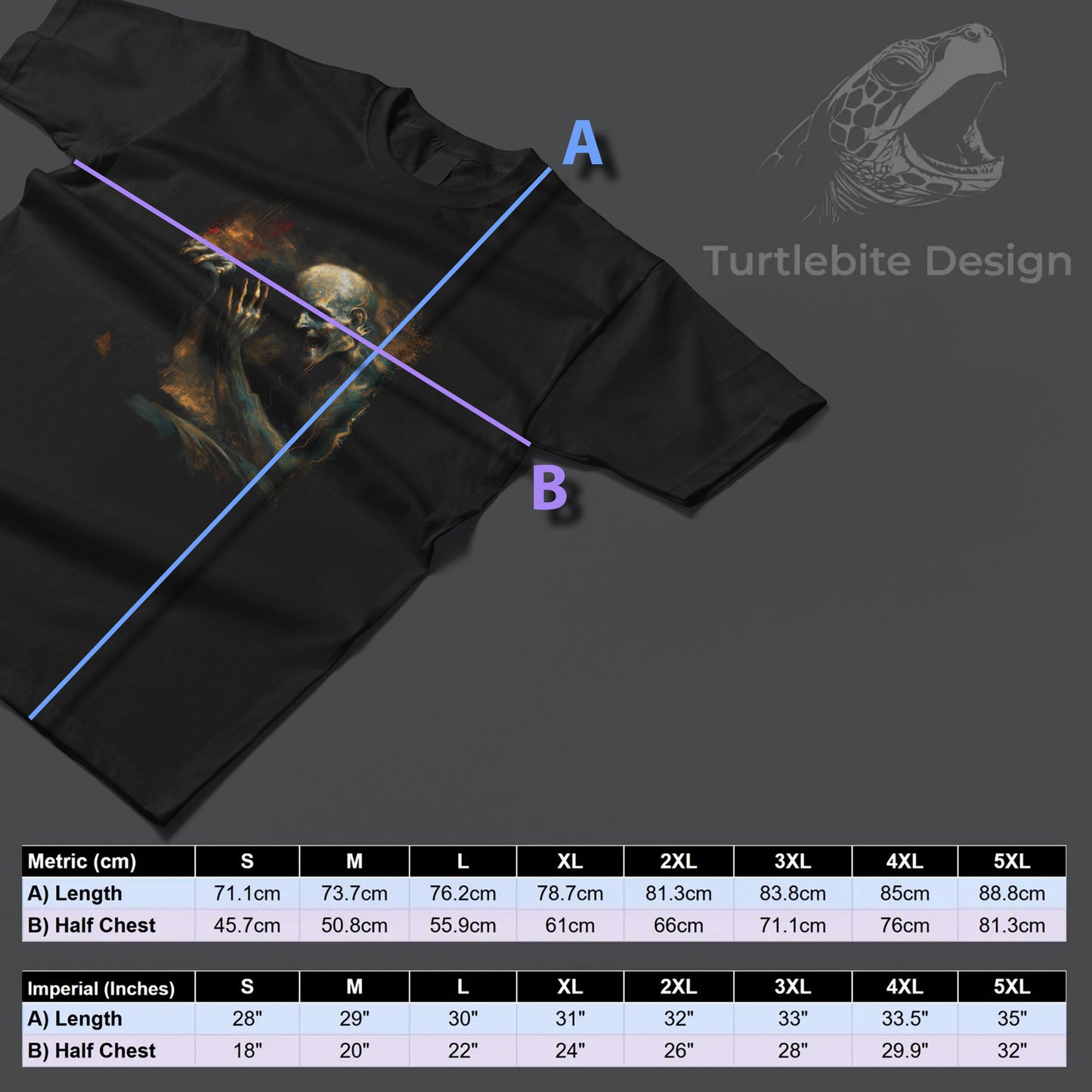 Nightmare-inspired wearable art tee with skull symbolism and dramatic painterly aesthetic
