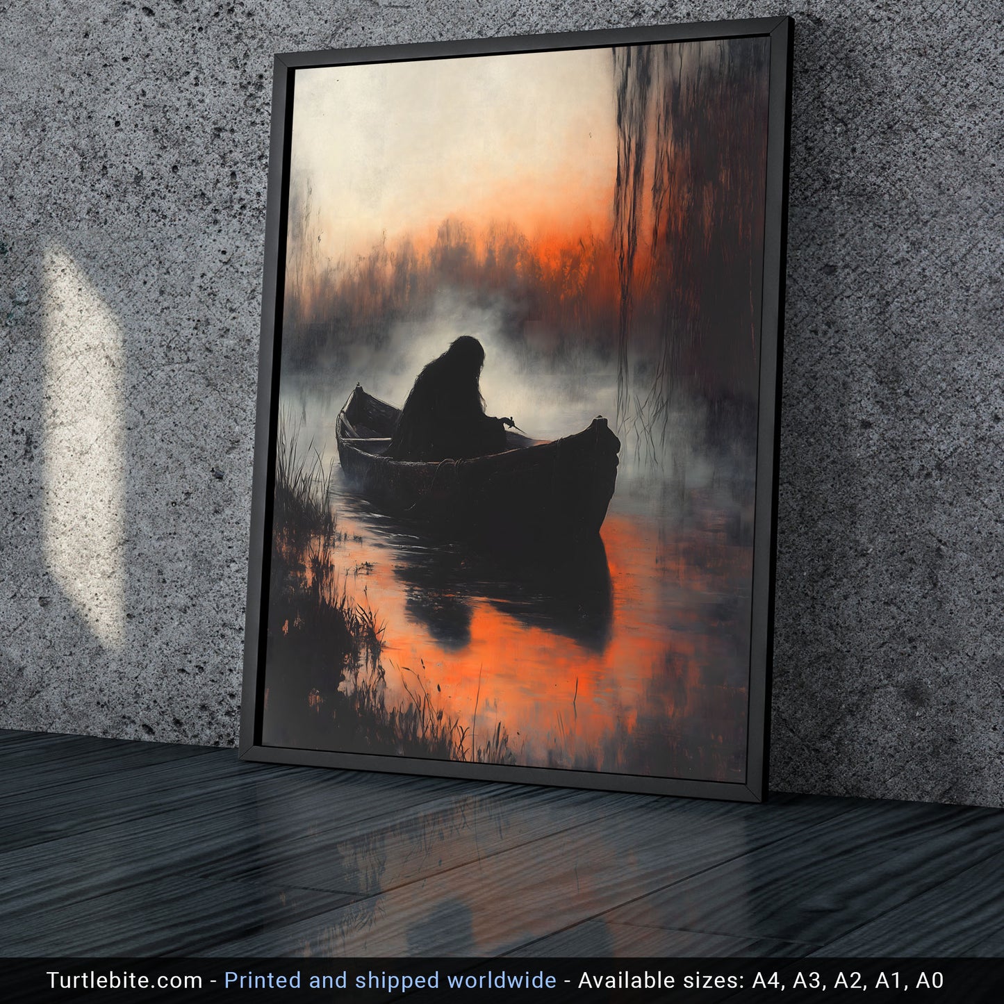 Mystic Demon in a Boat Painting Poster | Witchy Whimsigoth Wall Art Print