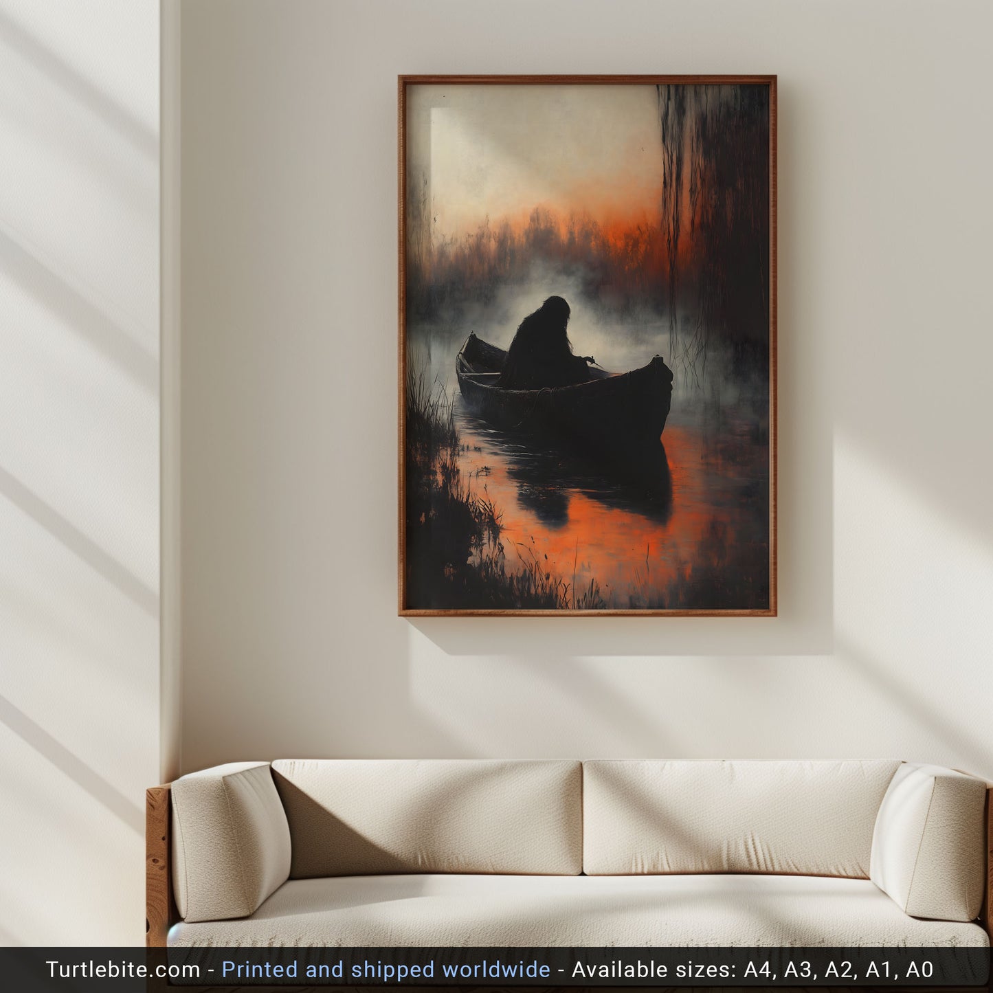 Mystic Demon in a Boat Painting Poster | Witchy Whimsigoth Wall Art Print