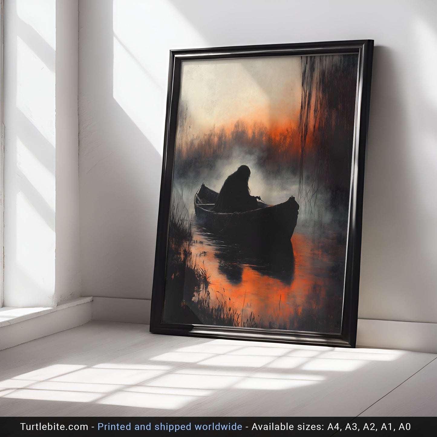 Mystic Demon in a Boat Painting Poster | Witchy Whimsigoth Wall Art Print