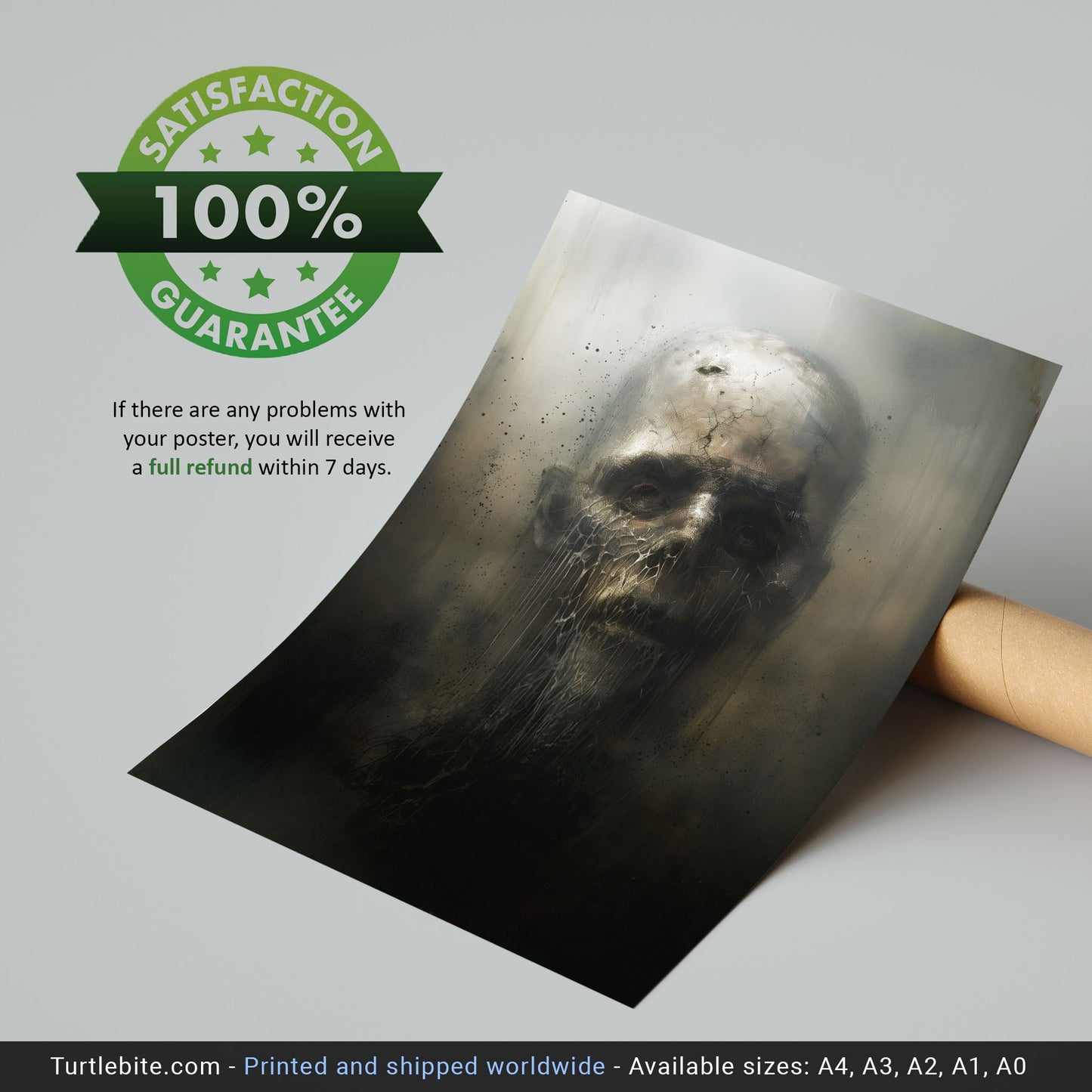 Scary Zombie Portrait Painting Poster - Eerie Whimsigoth Print