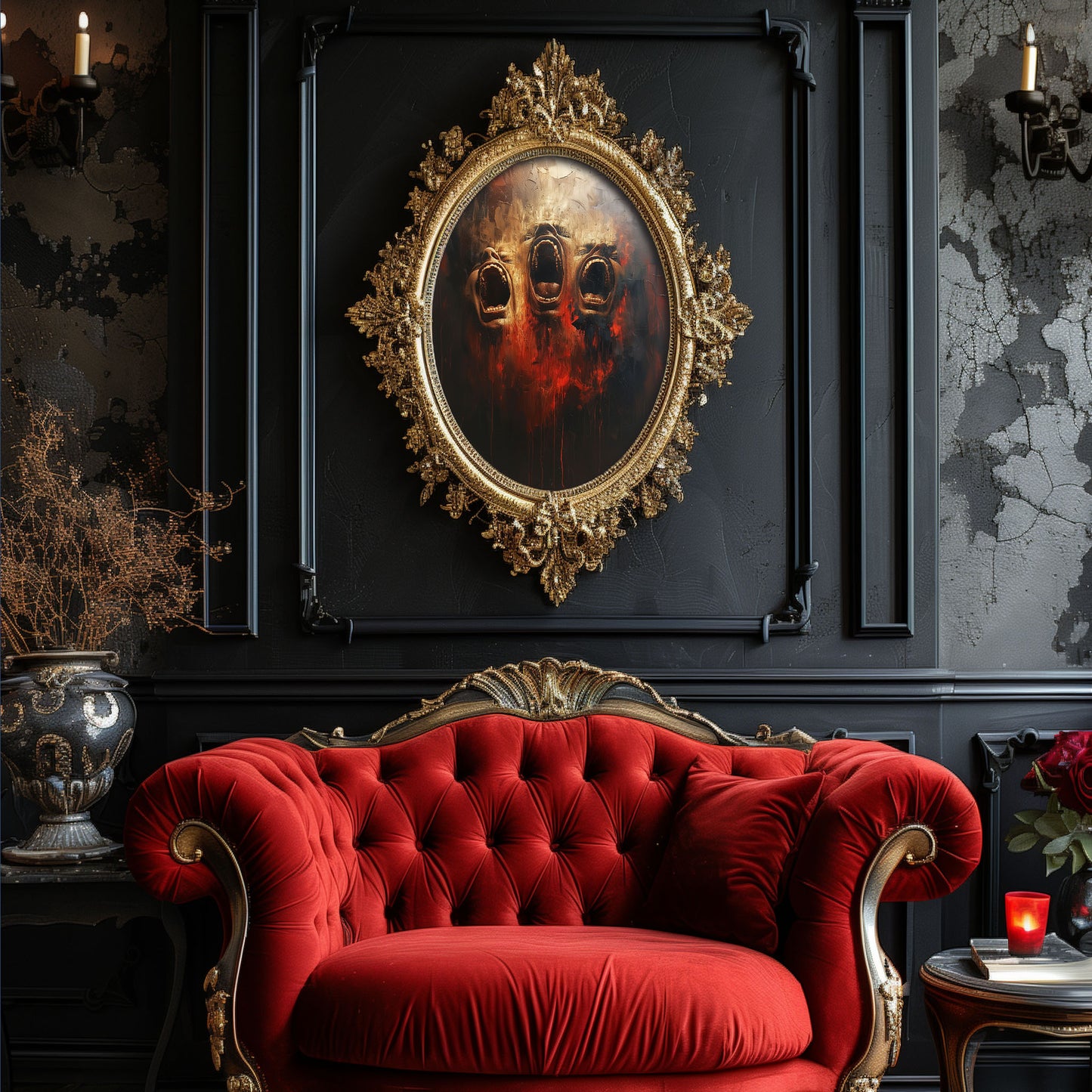 Screams from Hell Poster - Dark Gothic Oil Painting - Horror Art Print