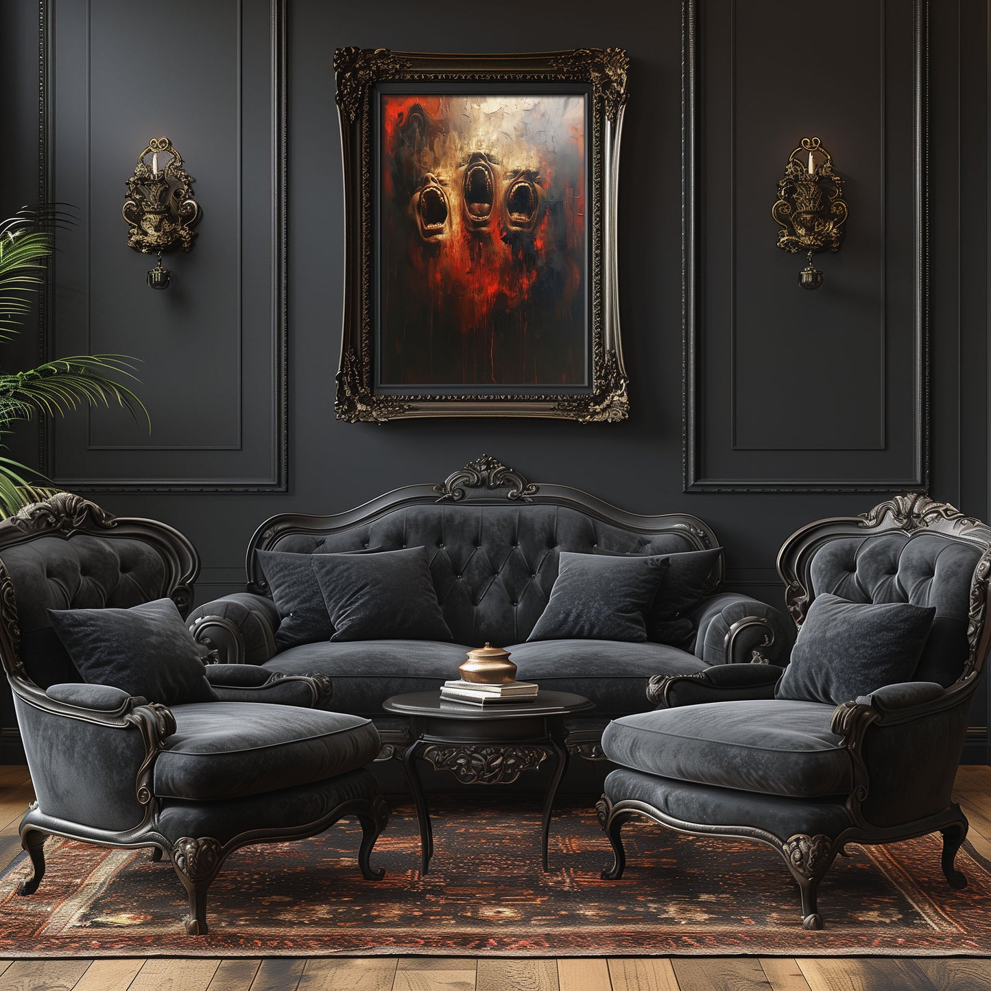 Screams from Hell Poster - Dark Gothic Oil Painting - Horror Art Print