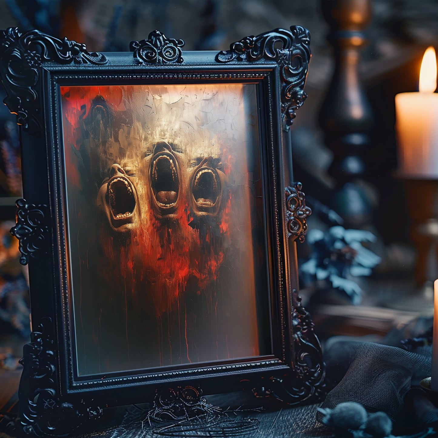 Screams from Hell Poster - Dark Gothic Oil Painting - Horror Art Print