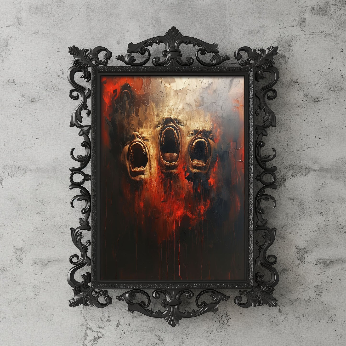 Screams from Hell Poster - Dark Gothic Oil Painting - Horror Art Print