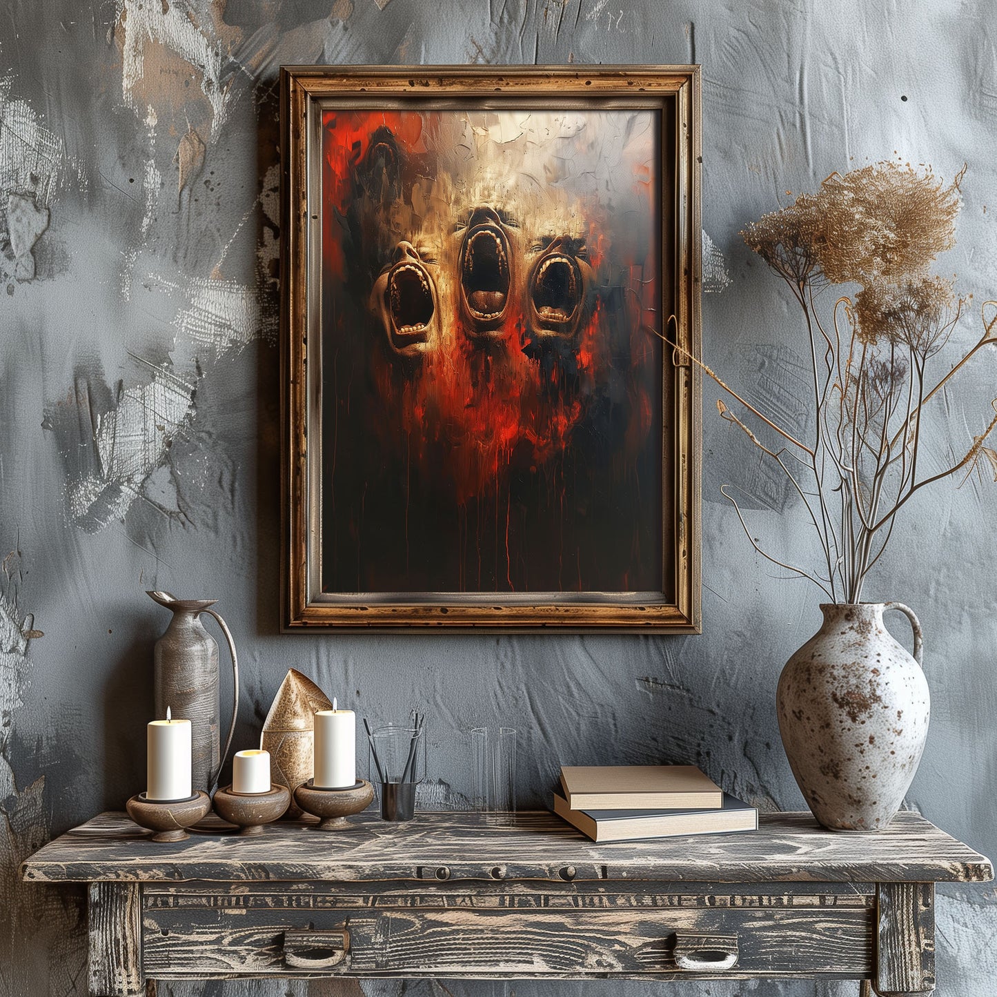 Screams from Hell Poster - Dark Gothic Oil Painting - Horror Art Print