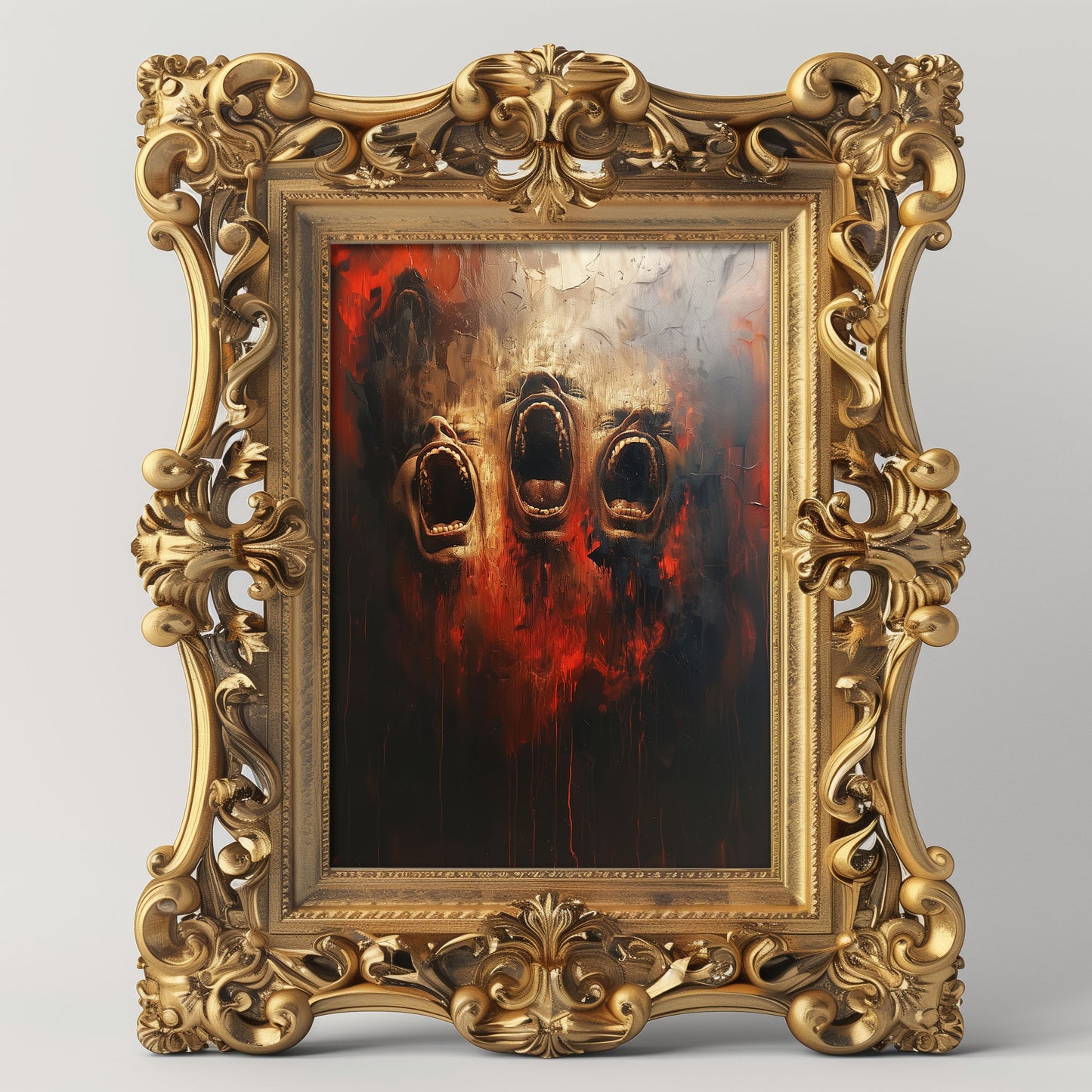 Screams from Hell Poster - Dark Gothic Oil Painting - Horror Art Print