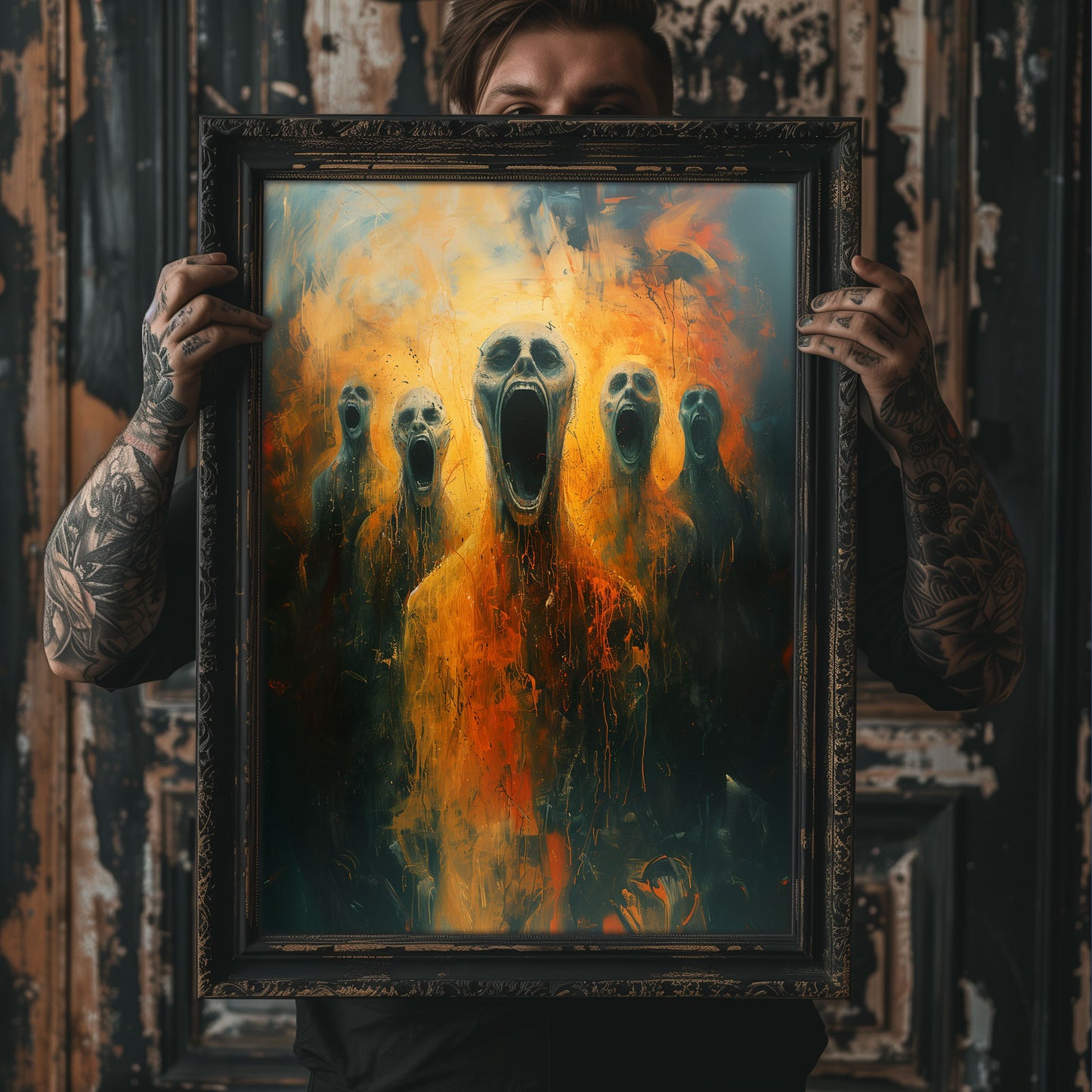 Screams from Hell Poster - Dark Gothic Painting - Horror Art Print