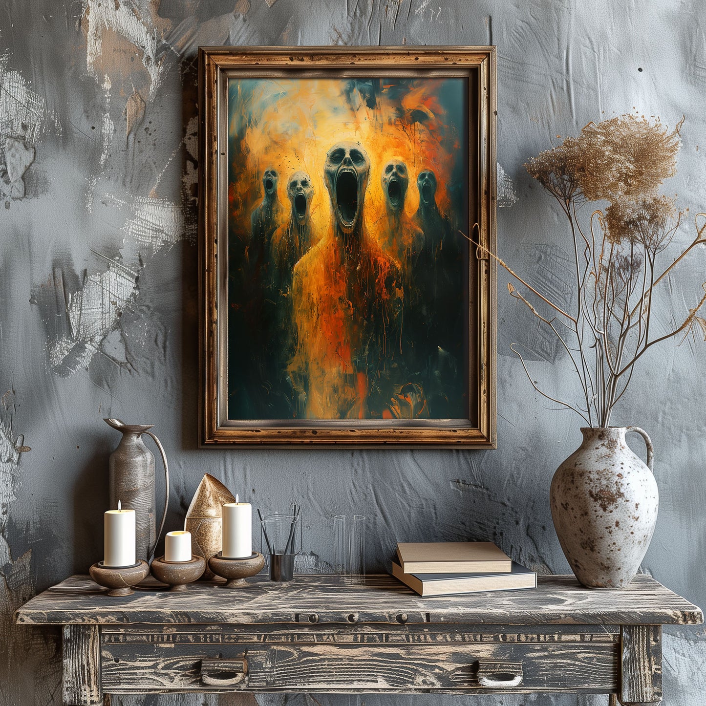 Screams from Hell Poster - Dark Gothic Painting - Horror Art Print