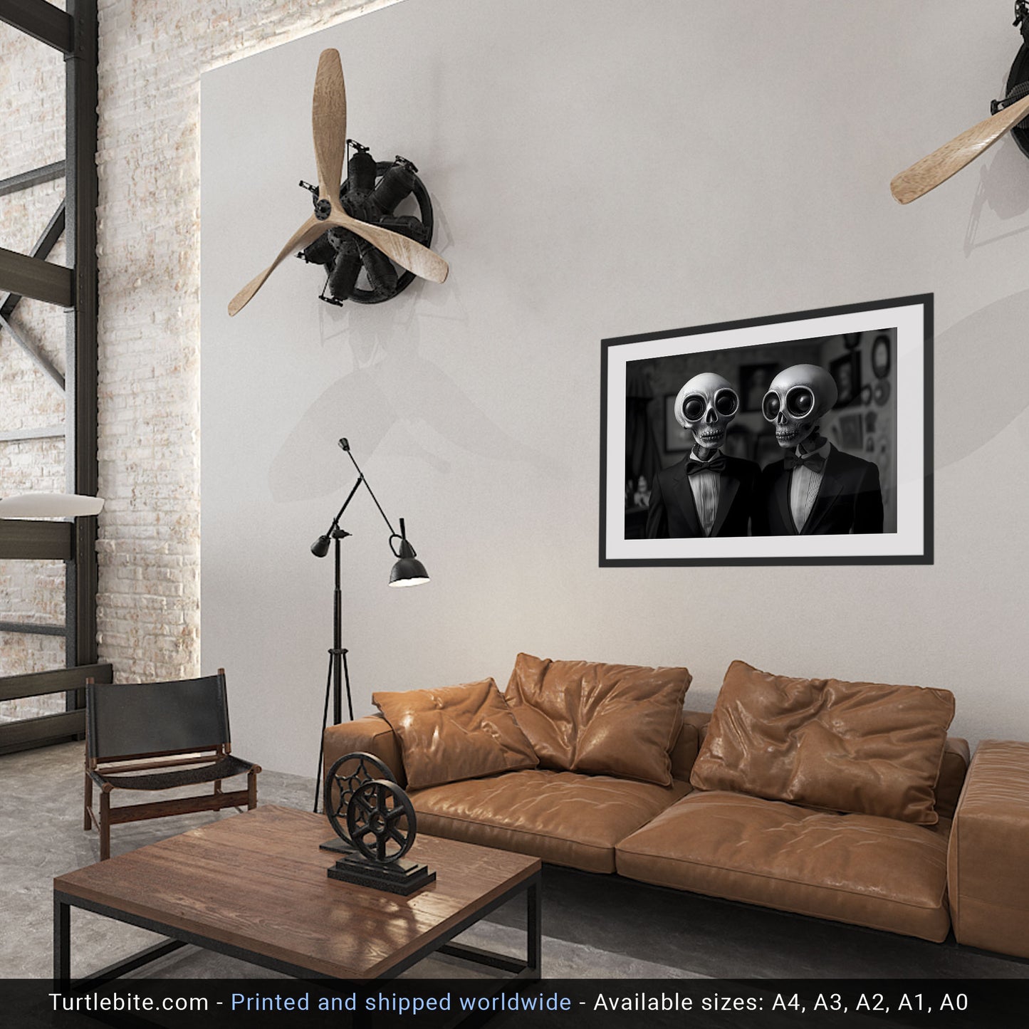 Skull Companions Dinner Date Poster - Dark Art Print - Haunting Home Decor