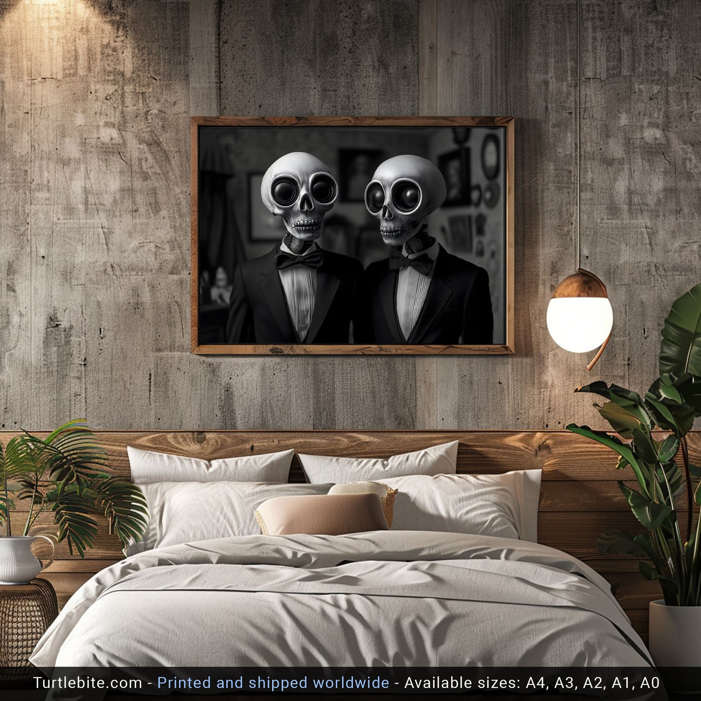 Skull Companions Dinner Date Poster - Dark Art Print - Haunting Home Decor