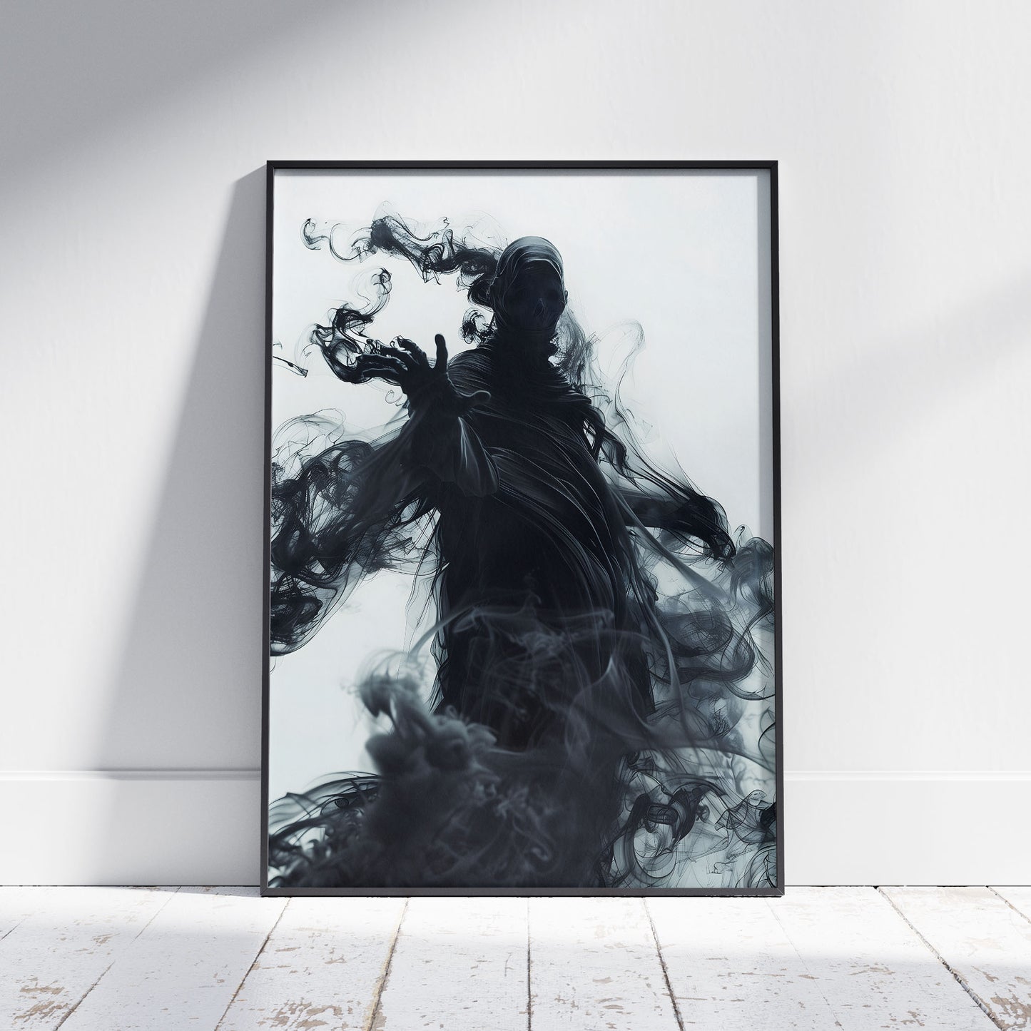 Spooky Vibes Black Ghost Wall Art - Dark Aesthetic Poster