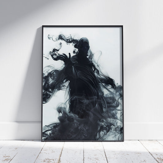 Spooky Vibes Black Ghost Wall Art - Dark Aesthetic Poster