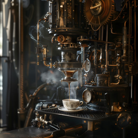 Steampunk Coffee Machine Art Print - Ideal Gift for Barista Nerds