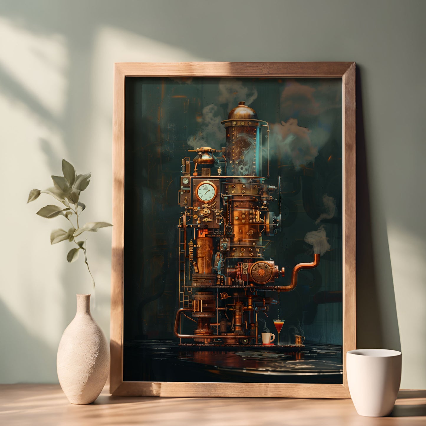 Victorian Steampunk Coffee Machine Poster - Gothic Wall Art for Coffee Lovers