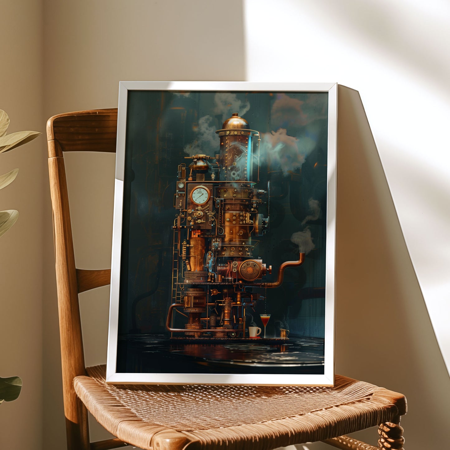 Victorian Steampunk Coffee Machine Poster - Gothic Wall Art for Coffee Lovers