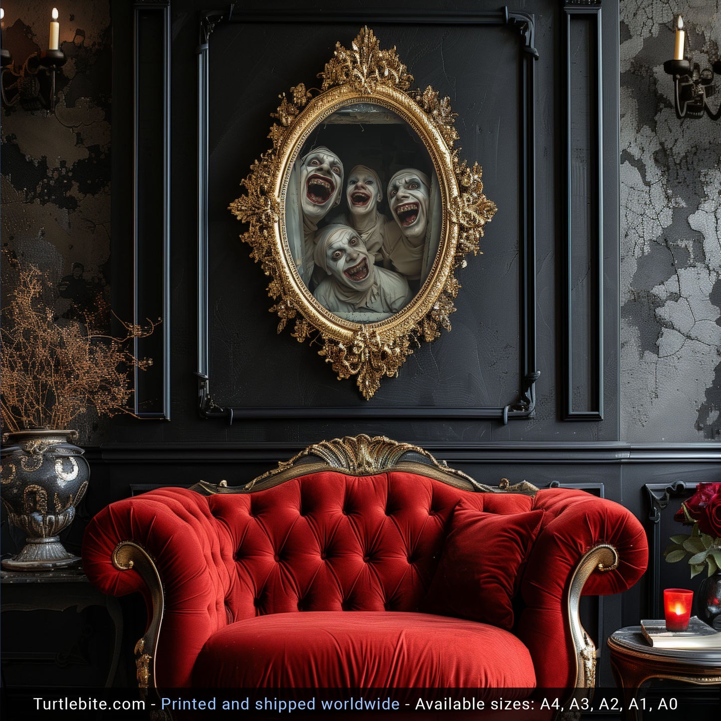 Tadaaa! Creepy Good Old Friends Party Poster - Dark Spooky Whimsigoth Eerie Wall Art - Dark Clowns Print