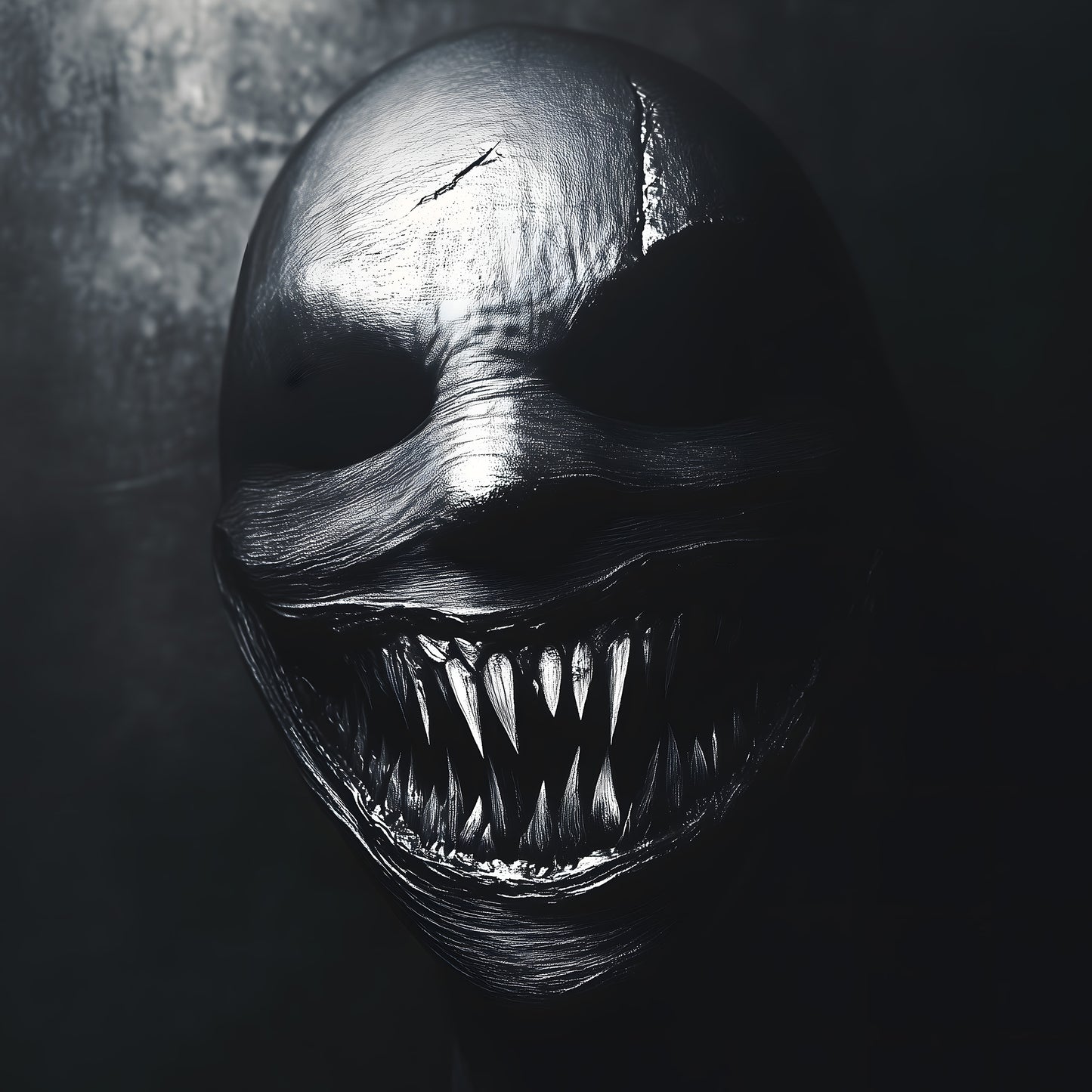 Uncanny Portrait Baring Teeth Grimace Print | Black and White Poster